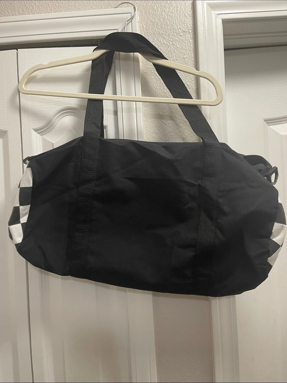 Vans Black Duffel Bag with White Checker Accents